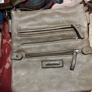 Mia&Luca Faix Leather Crossbody with Front Zippers